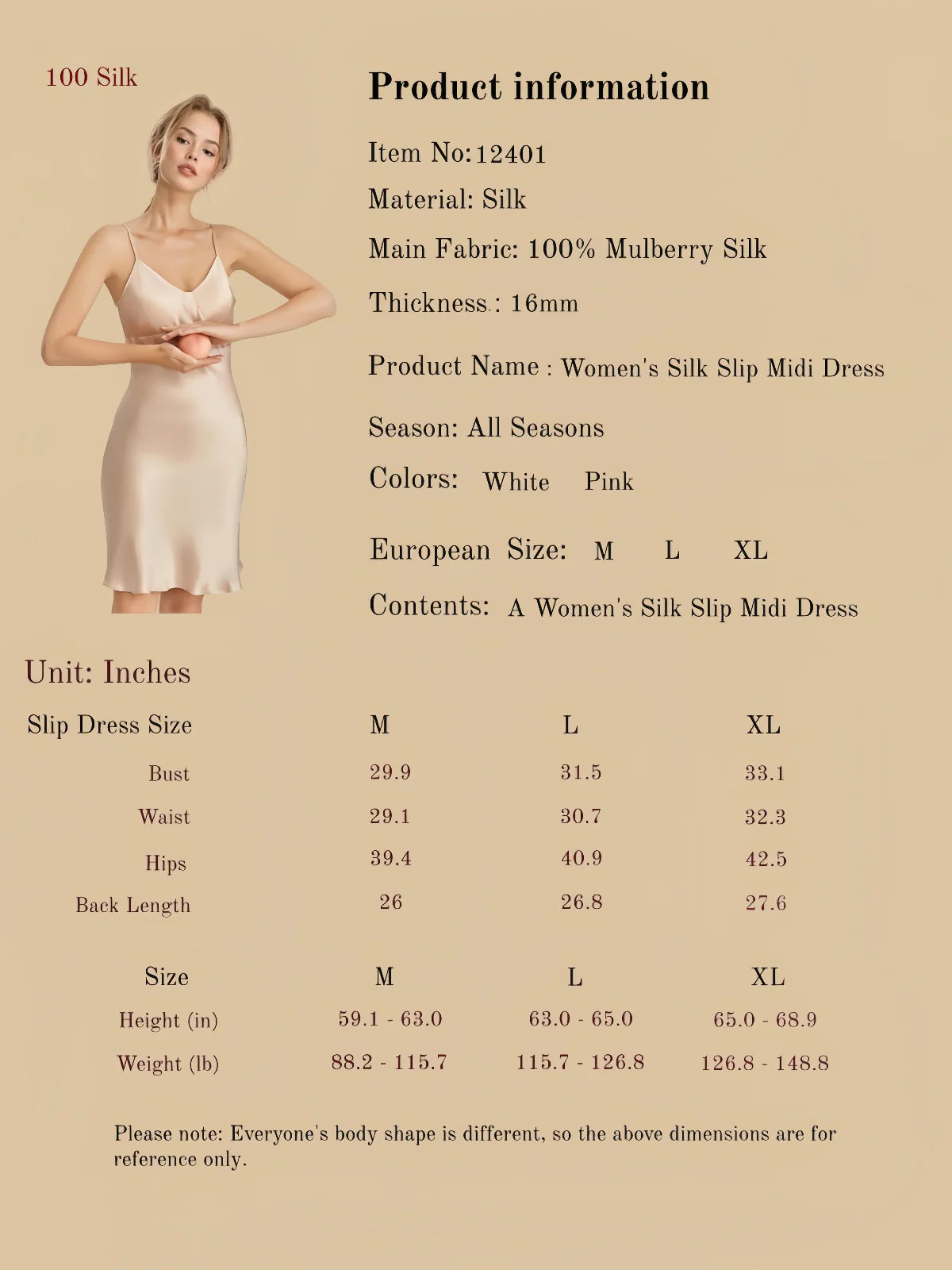 Women's Silk Slip Midi Dress