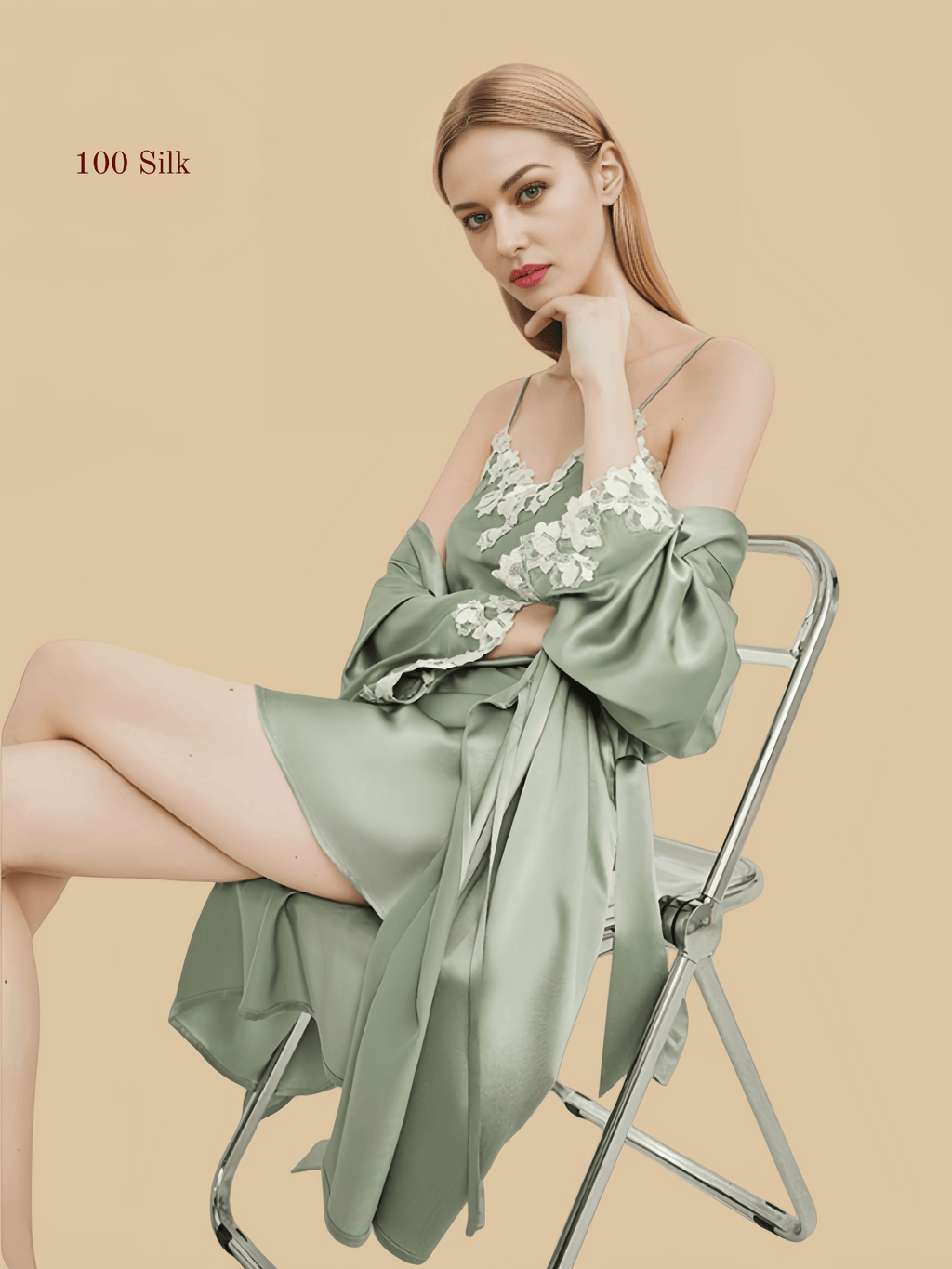 Women's Silk Nightgown And Robe Set