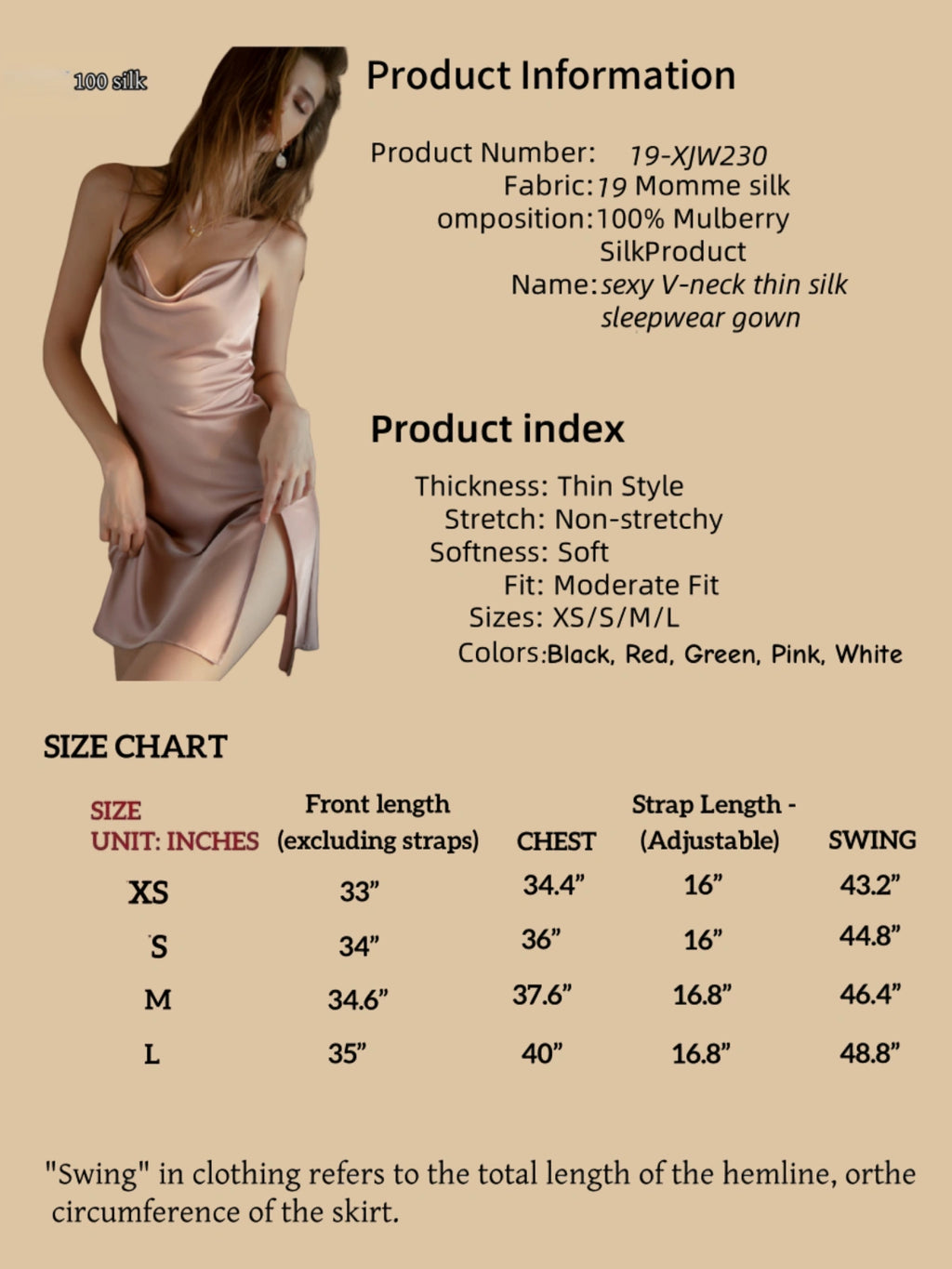 Sexy V-Neck Thin Silk Sleepwear Gown