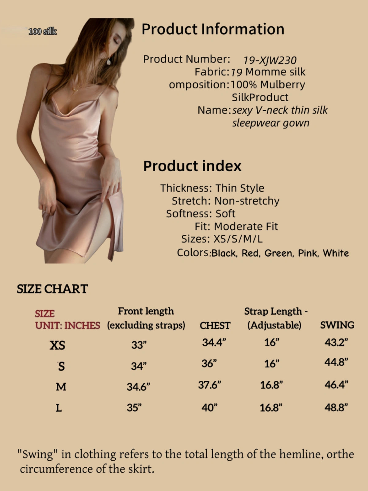 Sexy V-Neck Thin Silk Sleepwear Gown