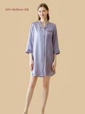 Silkgala 16mm Misty Lavender Grey silk nightshirt front view