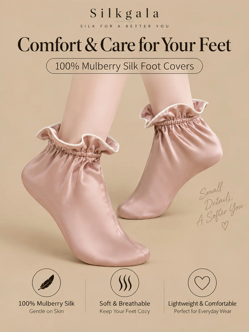 Silkgala 19 momme mulberry silk foot cover in pink