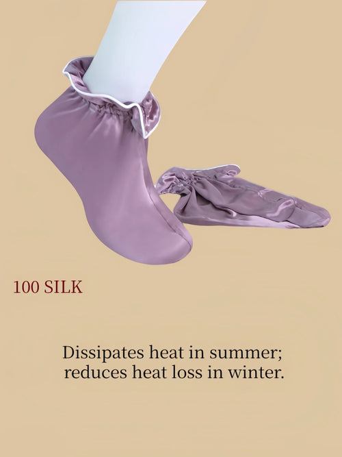 Silkgala mulberry silk foot cover in Greyish-purple