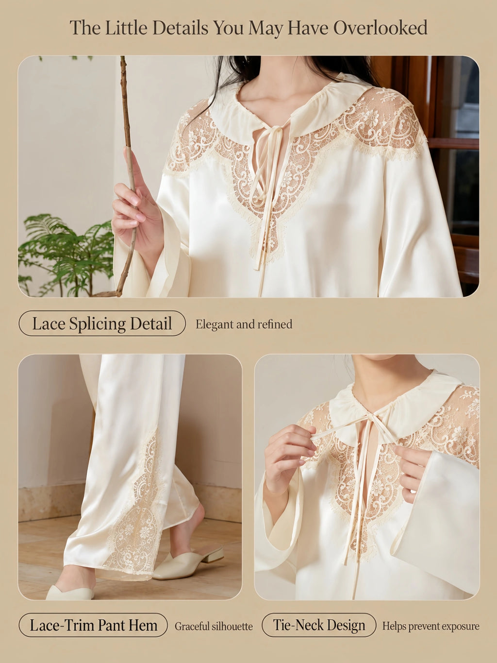 Silkgala Gosling Yellow tie neck and lace details