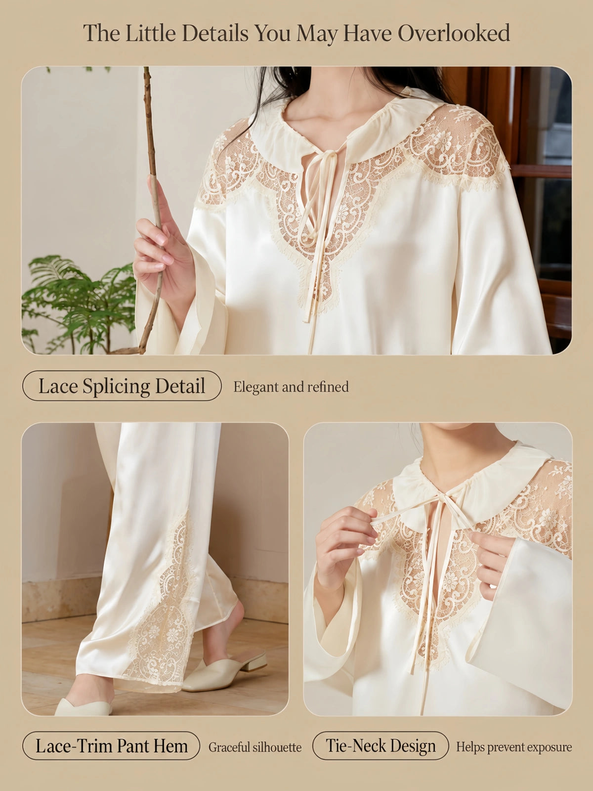 Silkgala Gosling Yellow tie neck and lace details