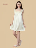 Cream Frost White silk babydoll nightdress front view