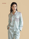 Silkgala Ice Green 19mm silk pajamas button-front view