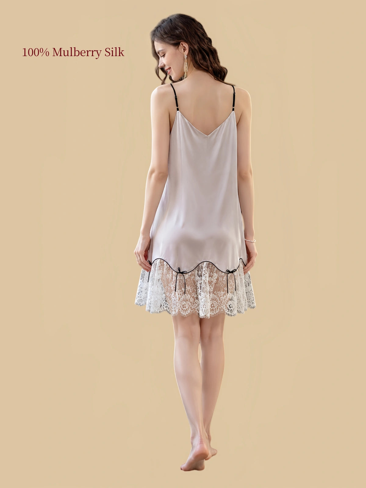 Lustrous Purple silk nightdress back view
