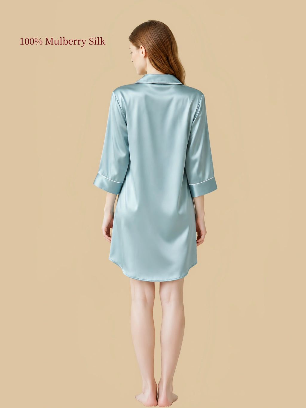 Mint Blue silk nightshirt back view