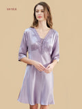 Misty Purple silk lounge dress with flared hem