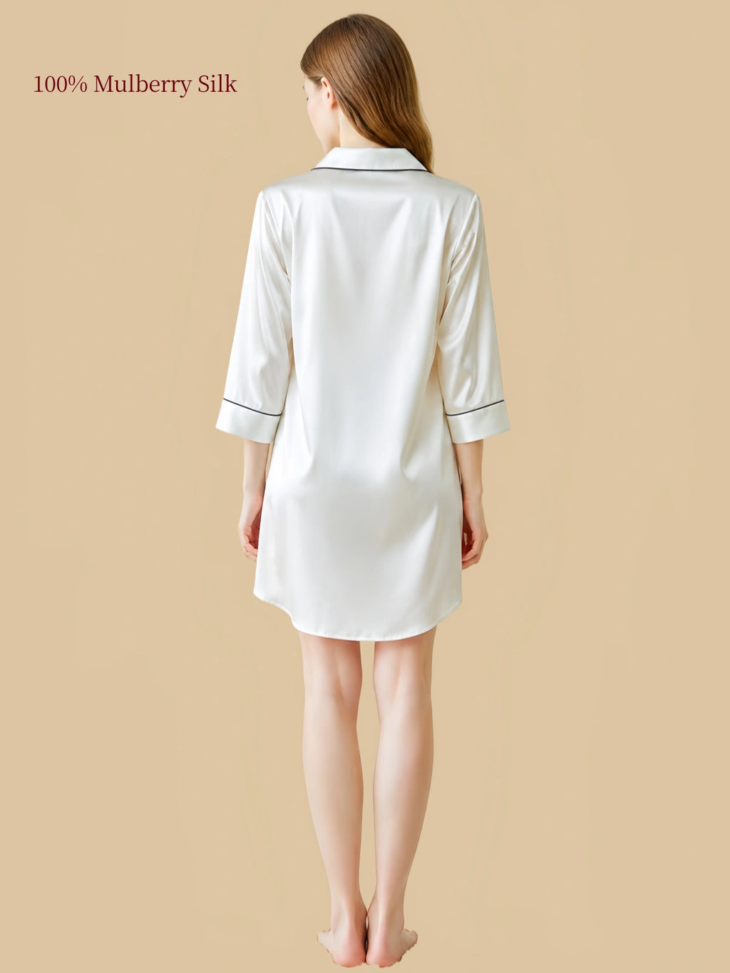 Pearl Ivory silk nightshirt back view