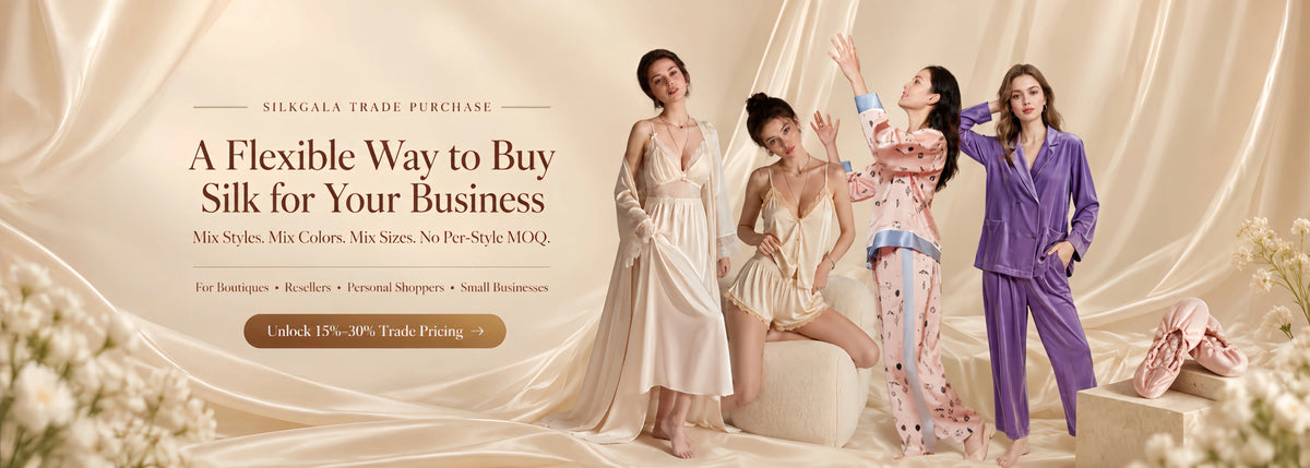 Silkgala Trade Purchase silk sleepwear for boutiques, resellers and high-volume buyers with flexible mixed ordering