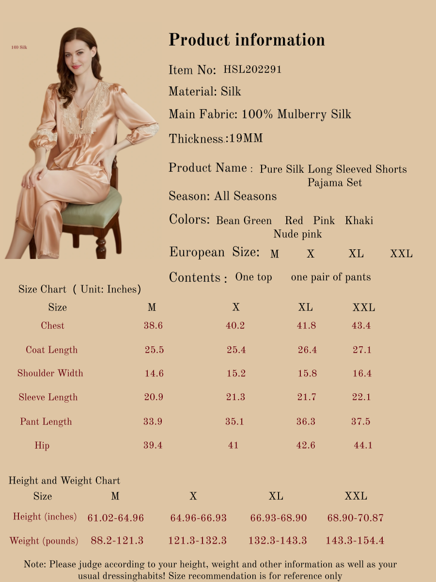 19 Momme Elegant Silk Two Piece Pajamas