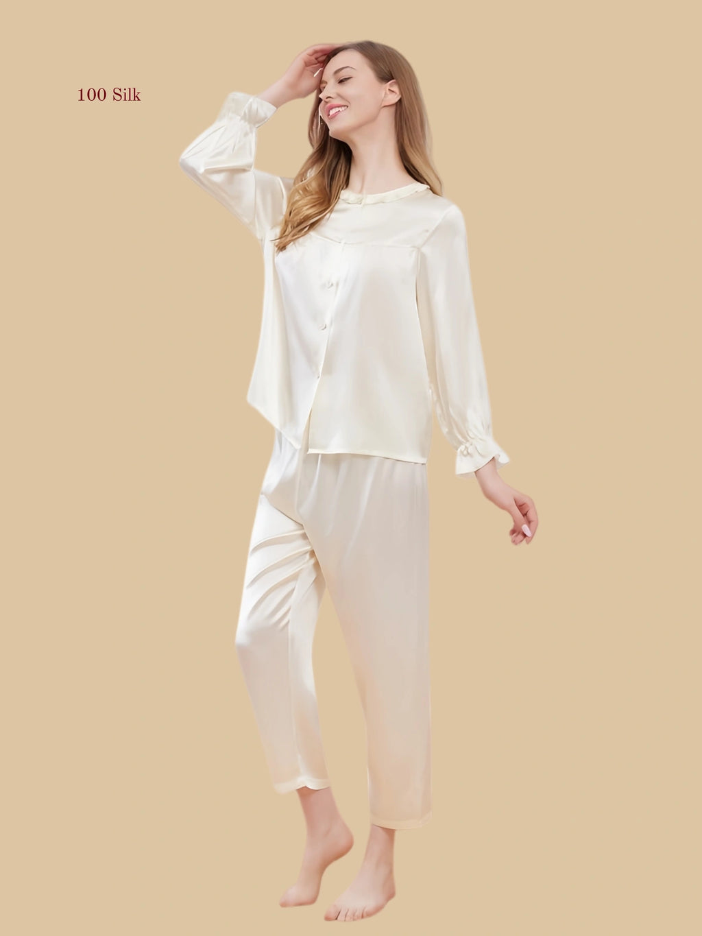 Pure Silk Long Sleeve Pajamas For Women