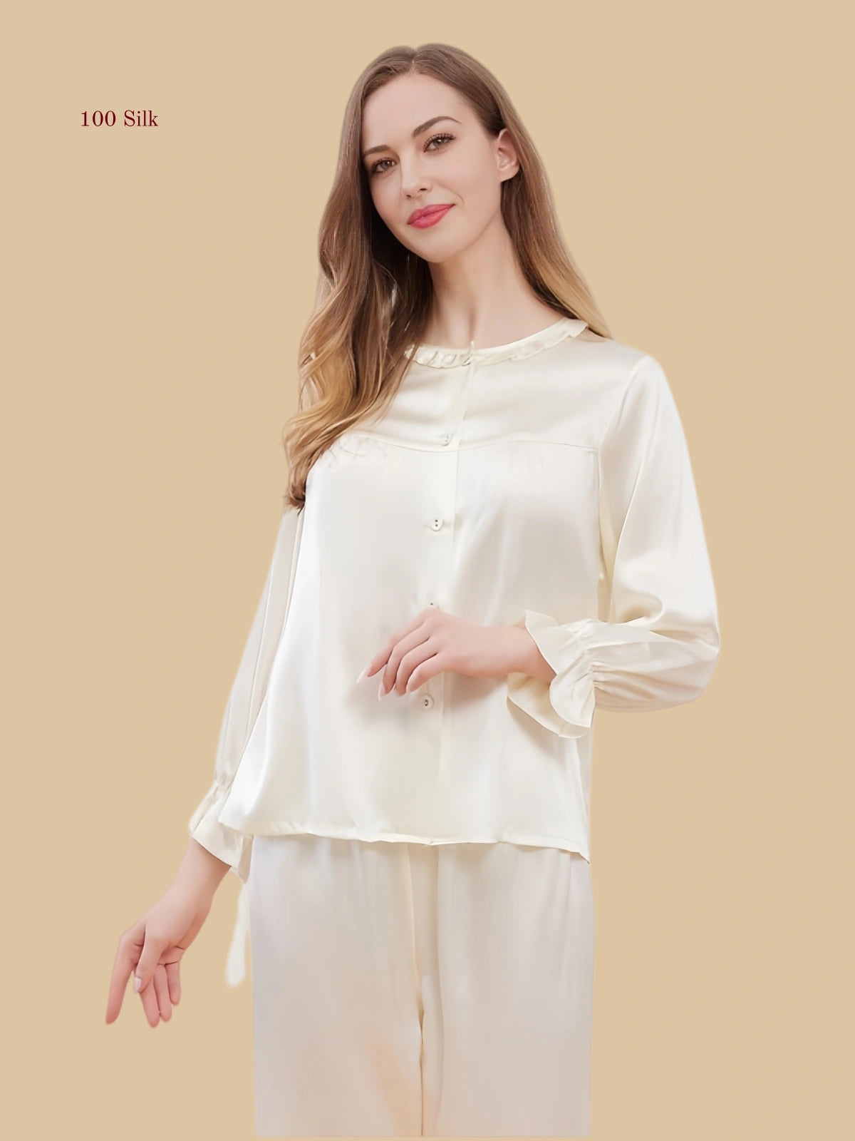 Pure Silk Long Sleeve Pajamas For Women