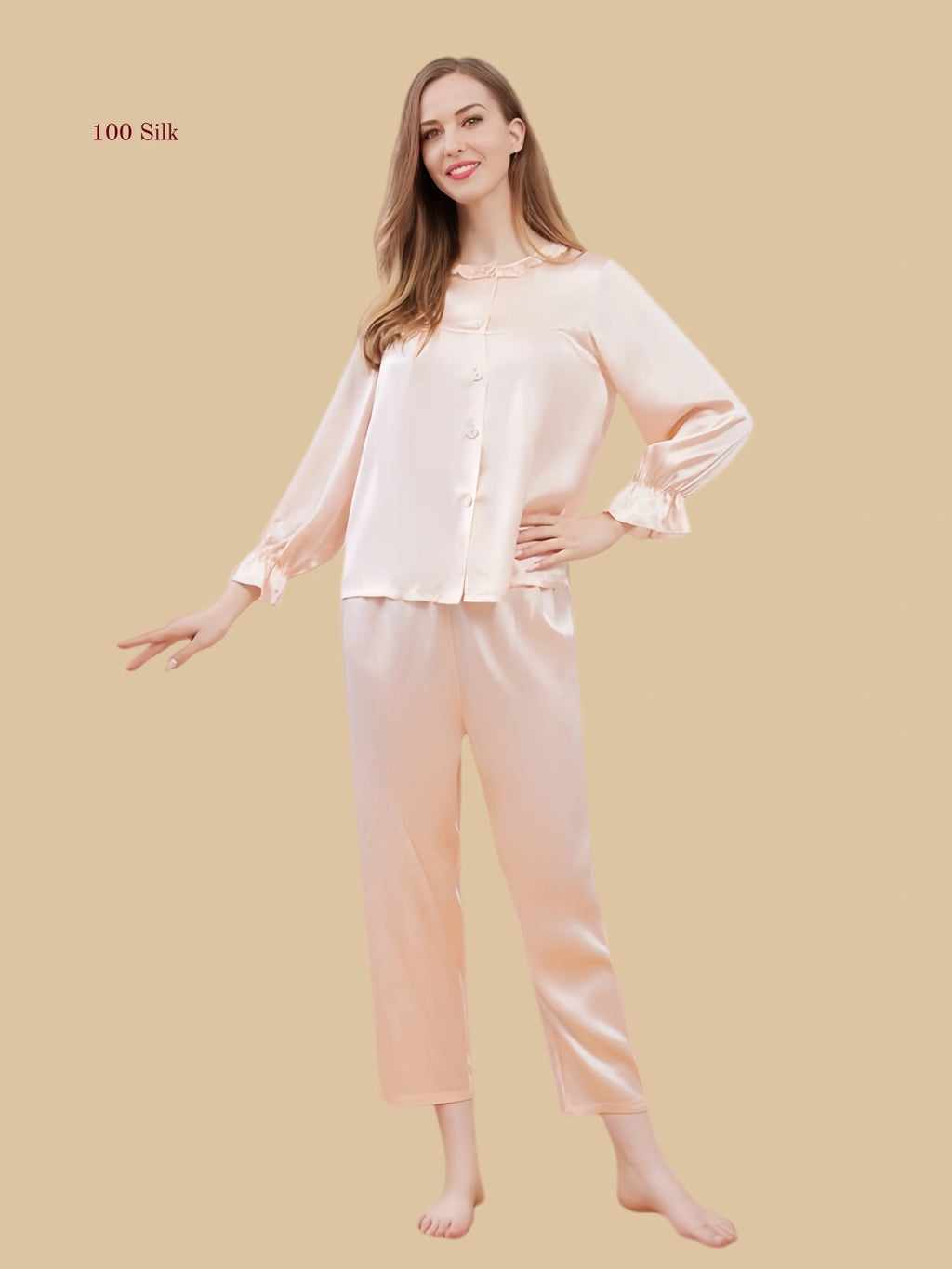Pure Silk Long Sleeve Pajamas For Women
