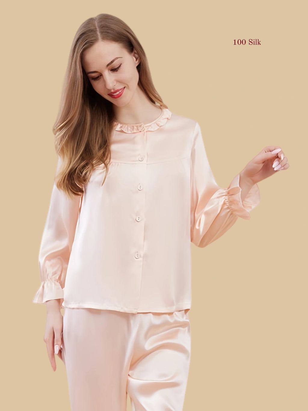 Pure Silk Long Sleeve Pajamas For Women