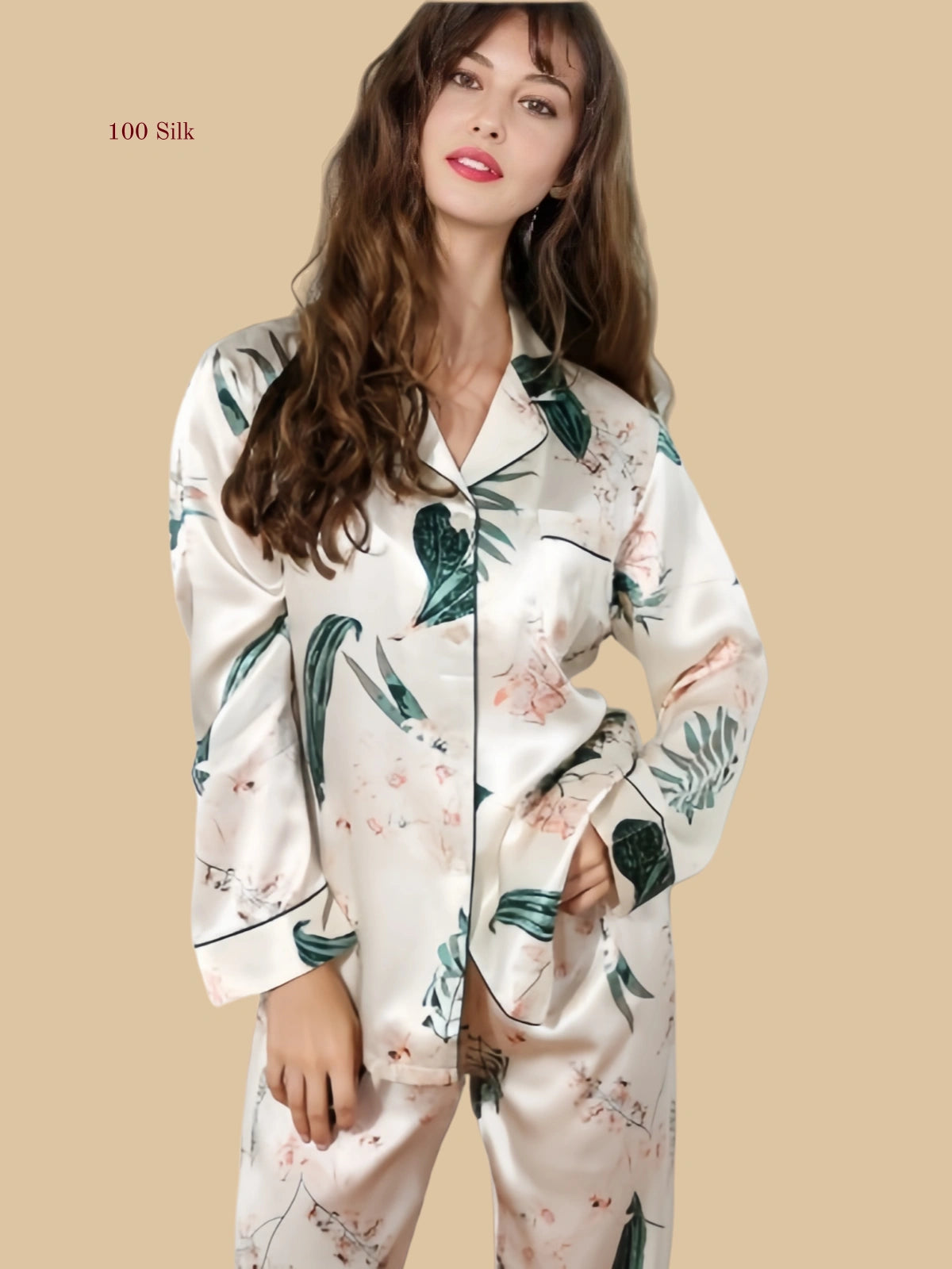 Silk Pajamas Button Down  Womens Pajamas