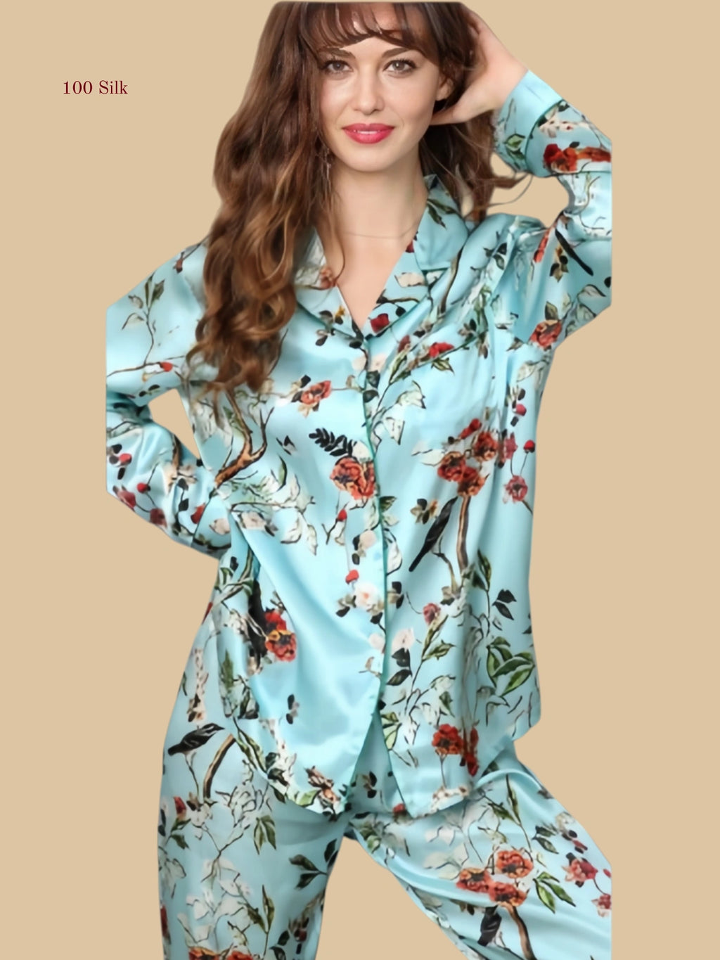 Silk Pajamas Button Down  Womens Pajamas