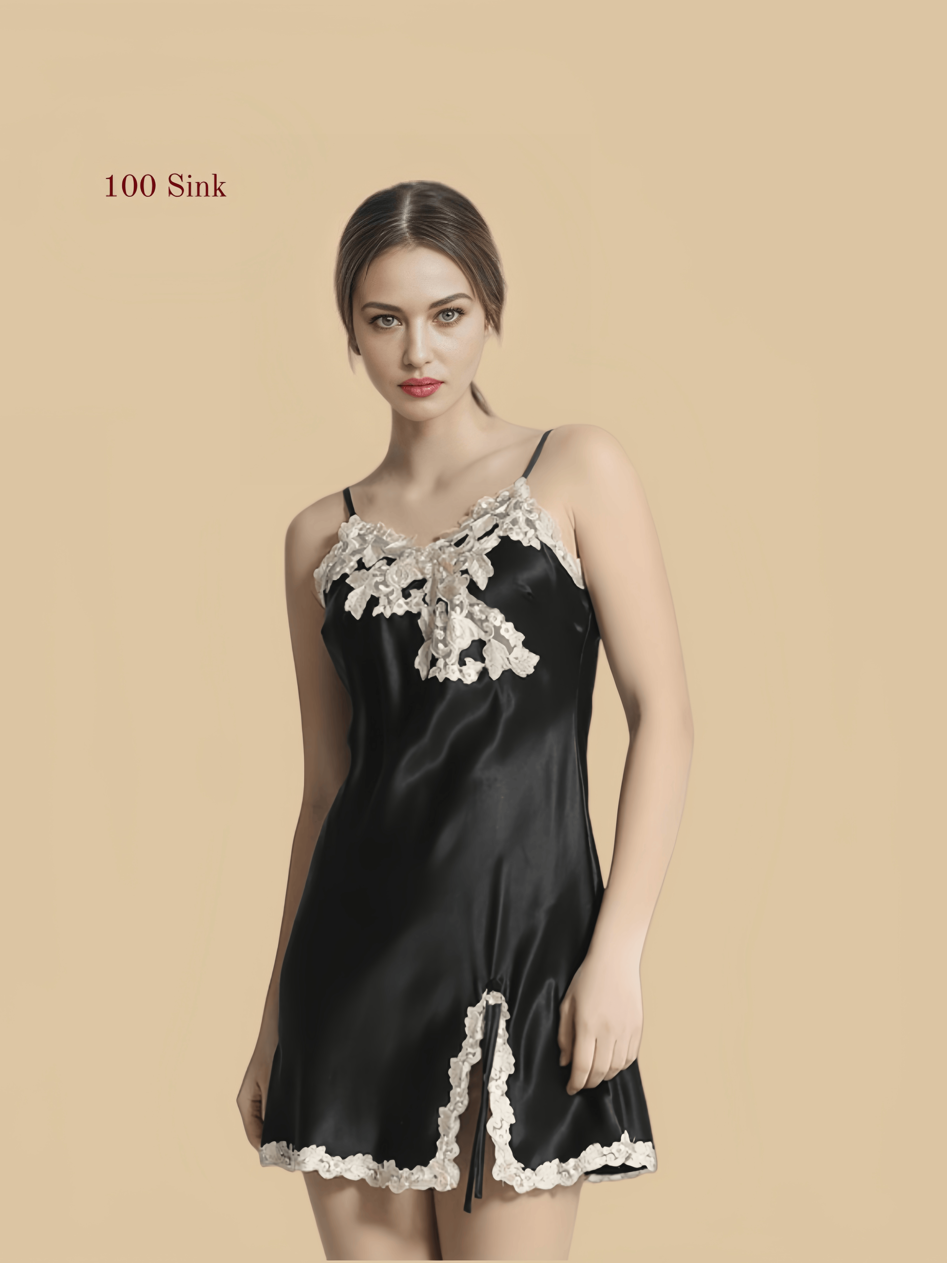 Women's  short pure silk nightgown