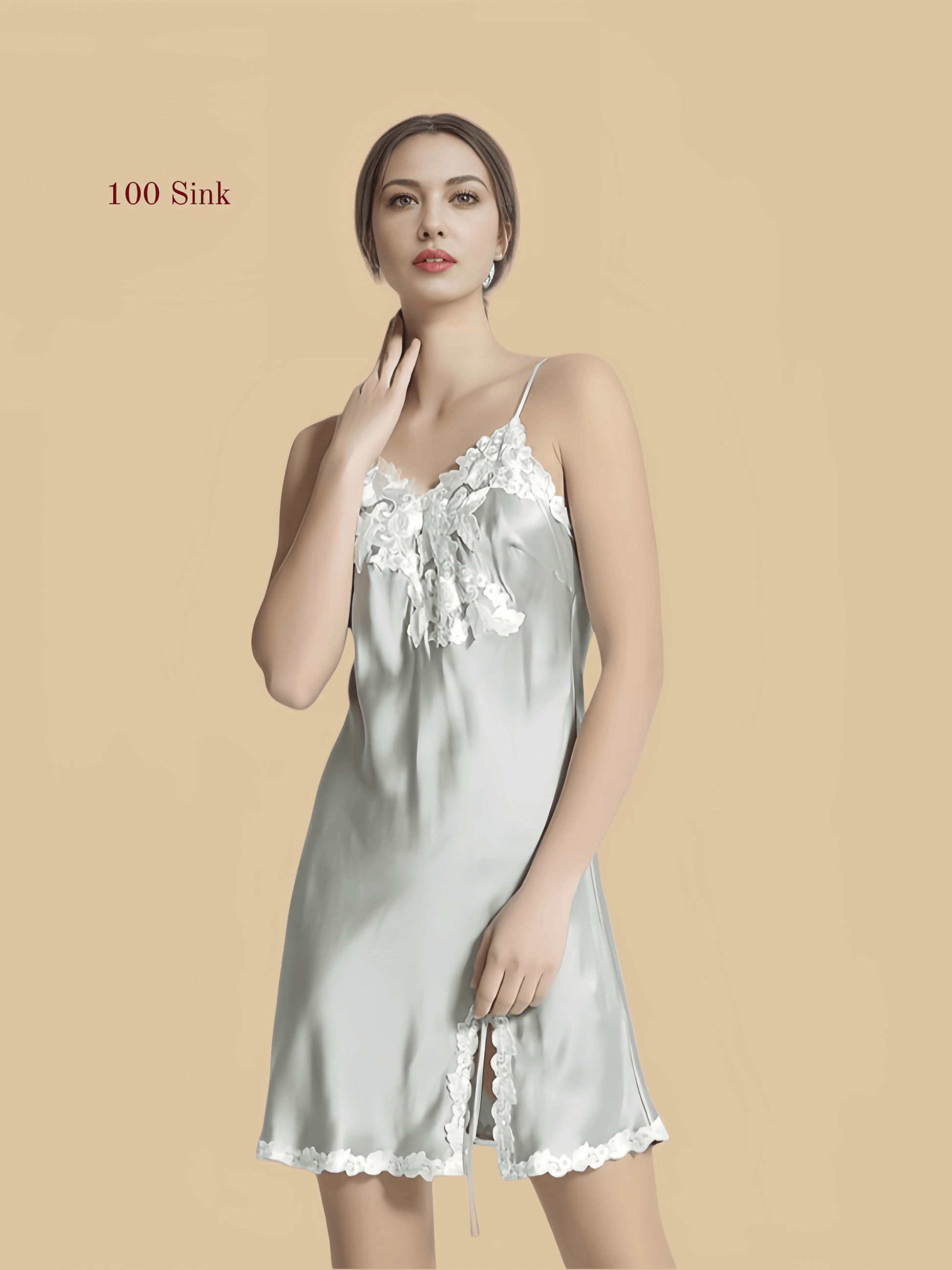 Women's sexy short pure silk nightgown