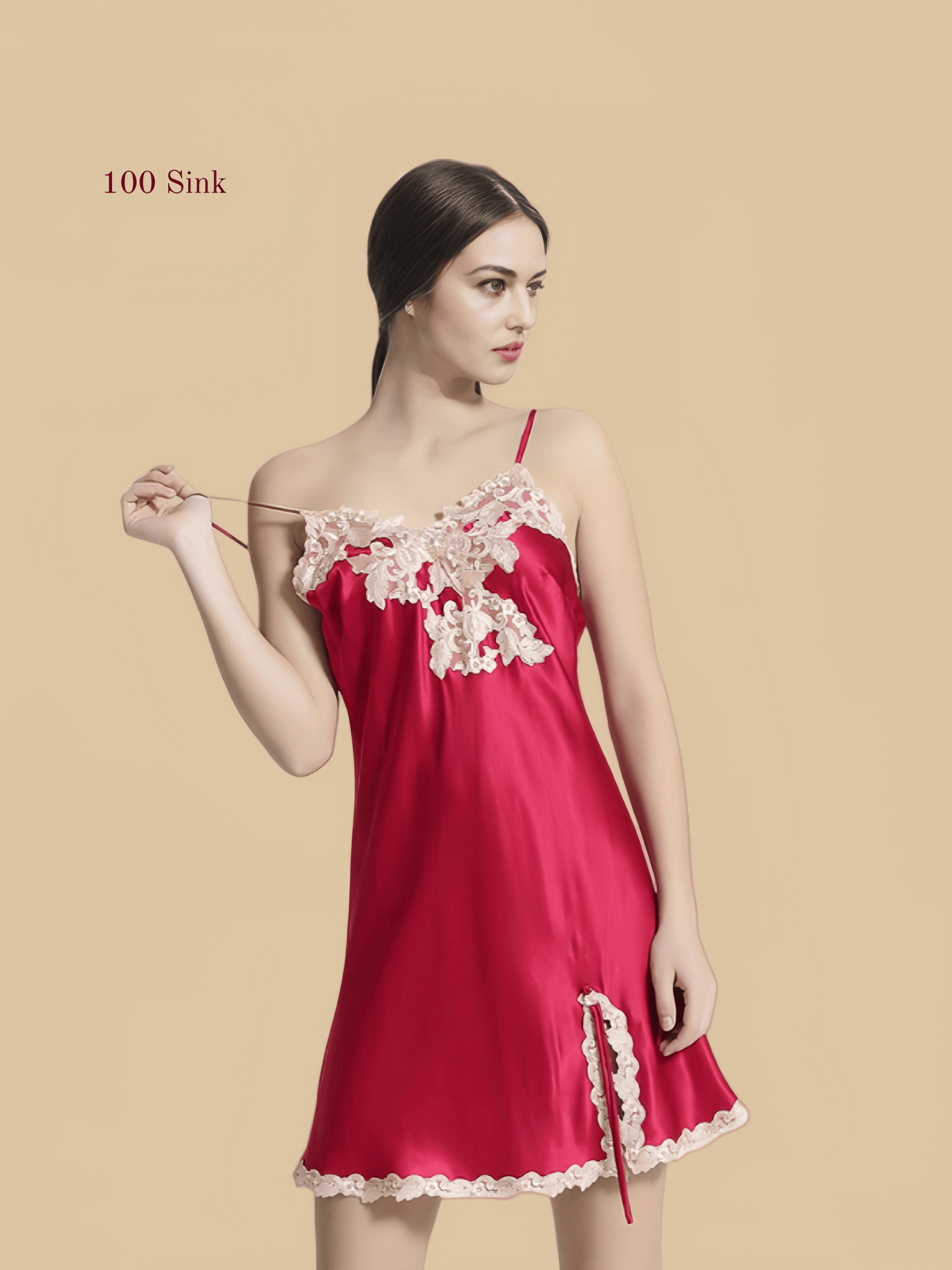 Women's sexy short pure silk nightgown