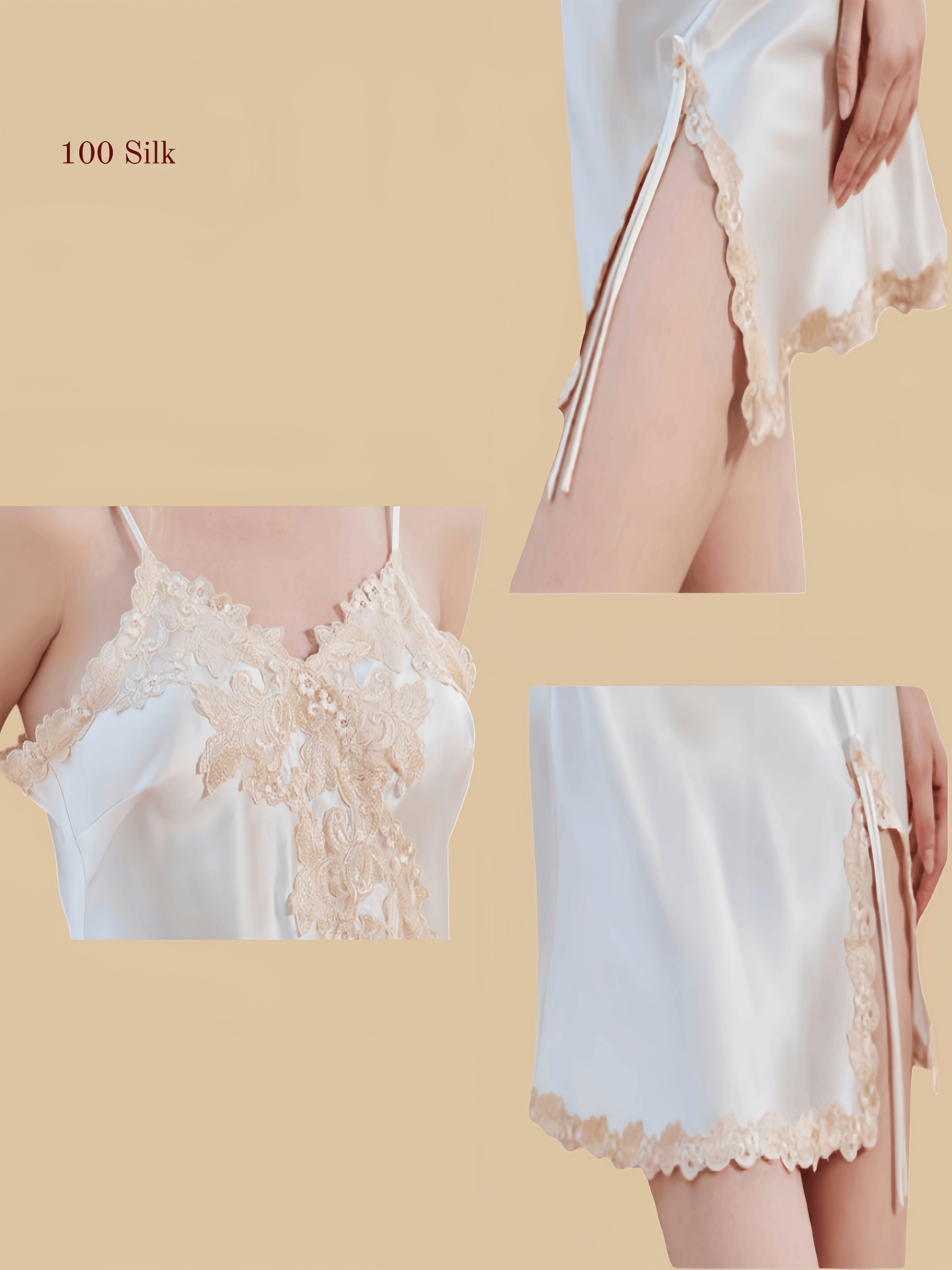 Women's sexy short pure silk nightgown