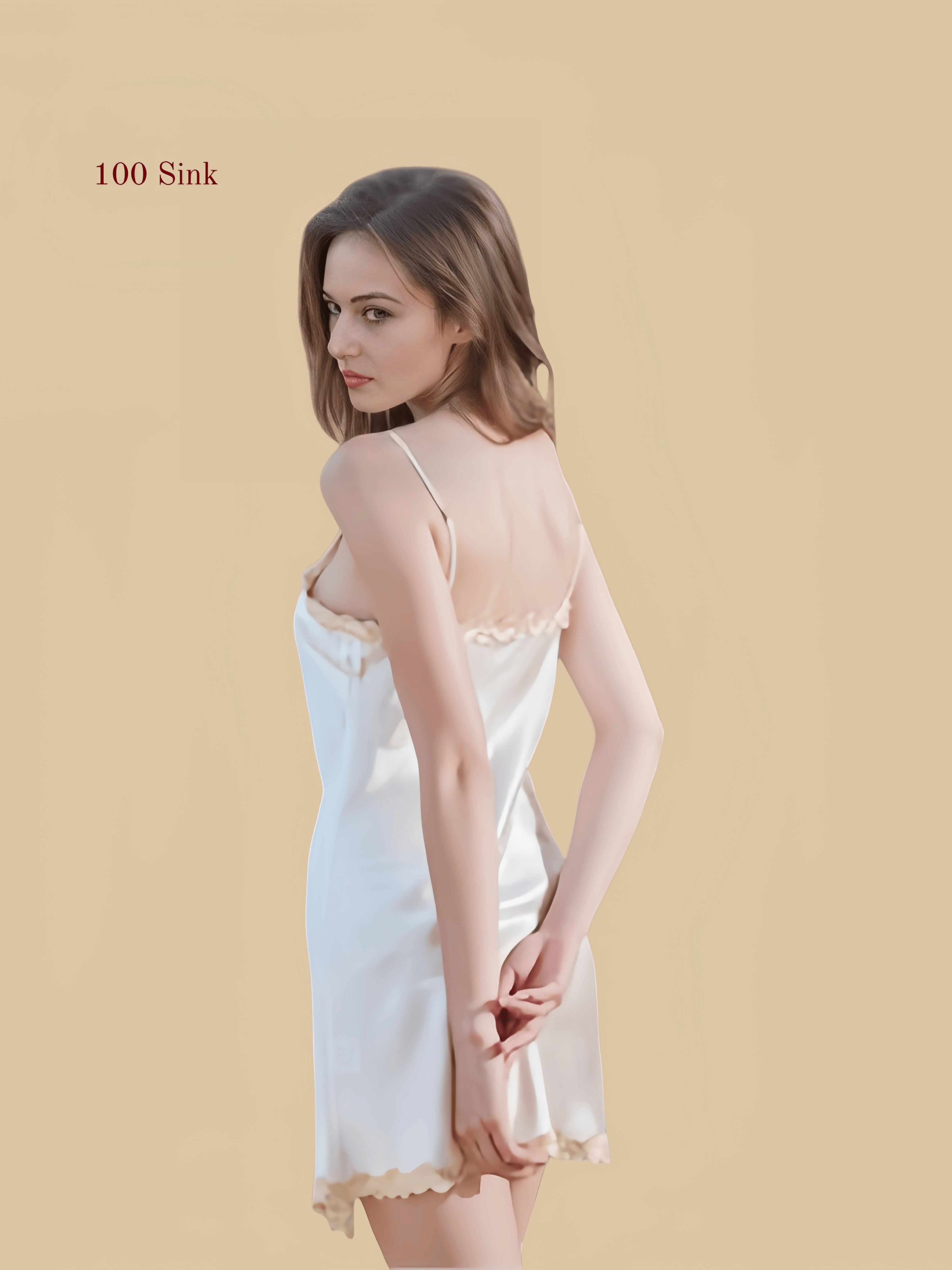 Women's  short pure silk nightgown