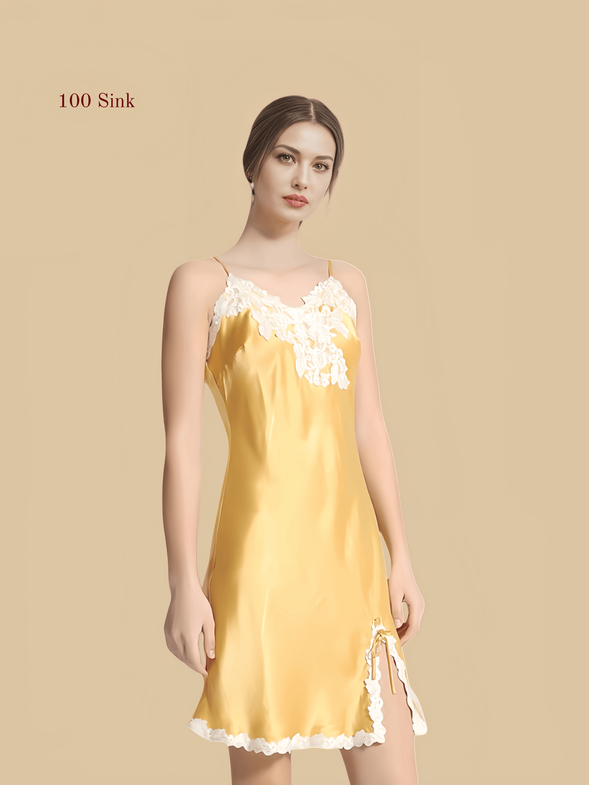 Women's sexy short pure silk nightgown