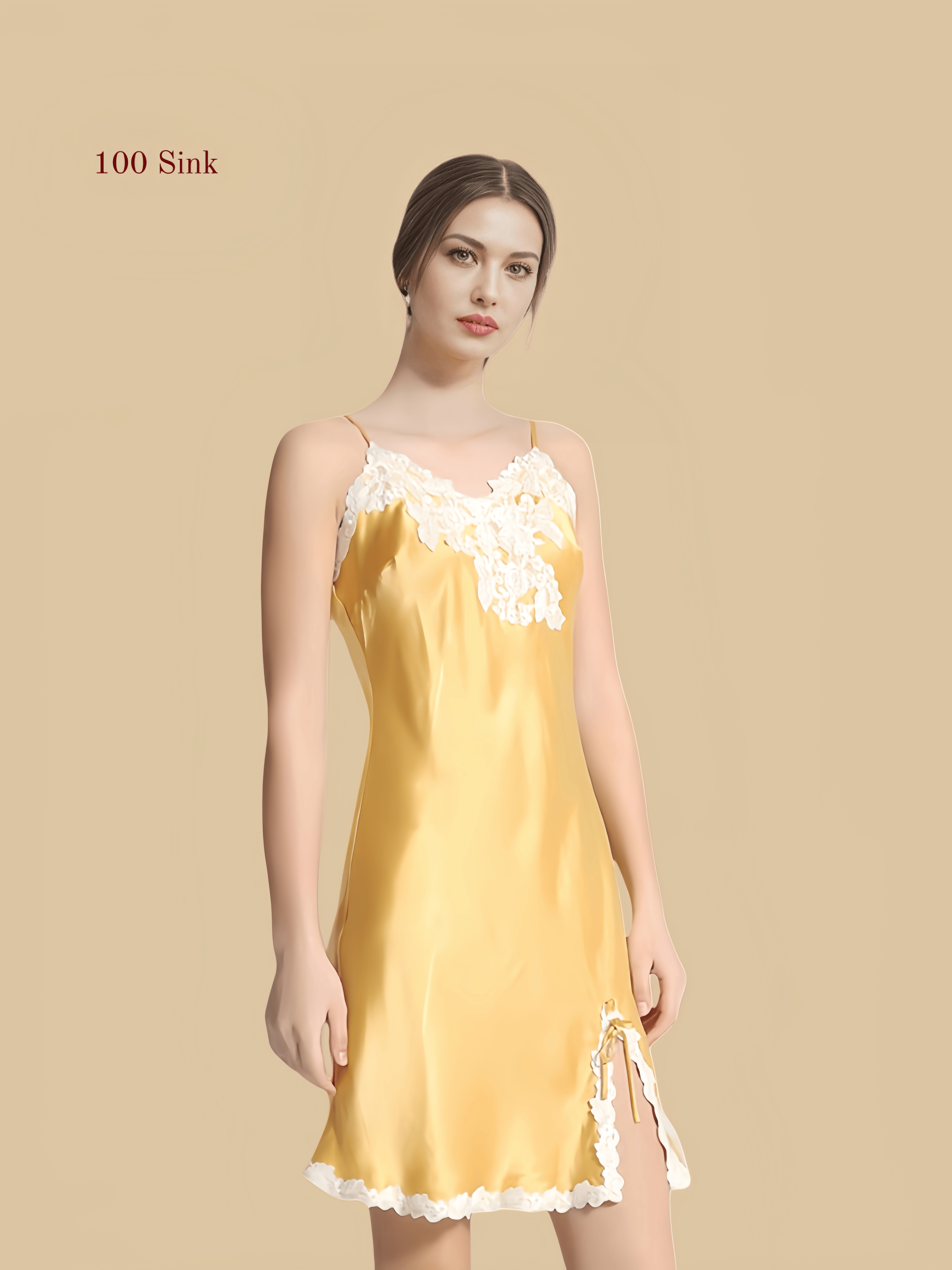 Women's  short pure silk nightgown